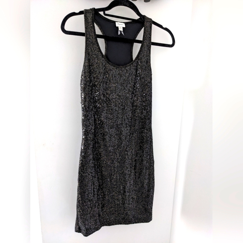 Dynamite Women's Black Sleeveless Sequin Mini Dress - Size US XS